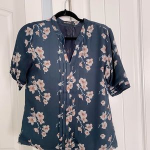 Navy blue floral blouse